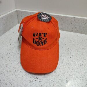 Git‑R‑Done Larry the Cable Guy Hat Orange NOS w/Tags & Fish Hook Clip